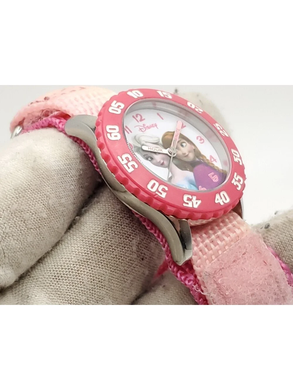 Disney Frozen Kids' Time Teacher Quartz Watch Nylon Strap- New Battery 30mm